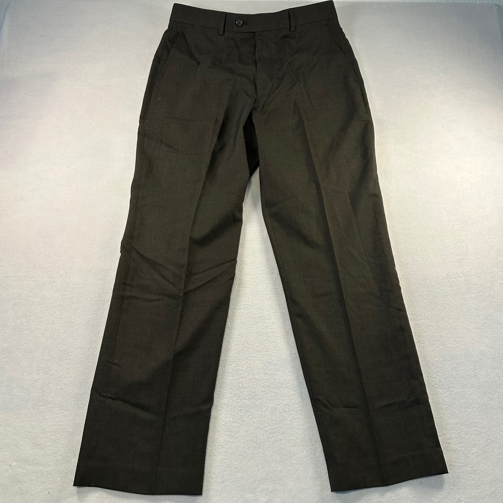 Louis Raphael Tailored Mens Dress Pants Brown Herringbone Flat Front 32x32